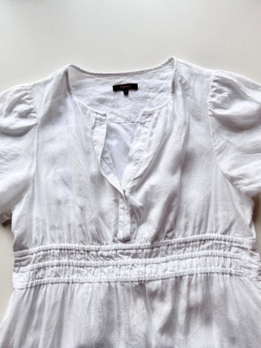 QUINCE White 100% European Linen Tiered A-Line Maxi Dress, Size L - Picture 9 of 14